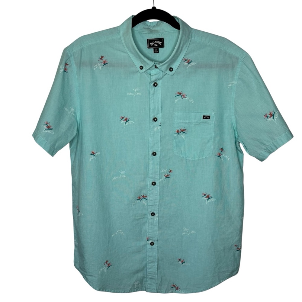 Billabong Sundays Mini Short Sleeve Shirt Men’s M Teal Color Button Down Cotton